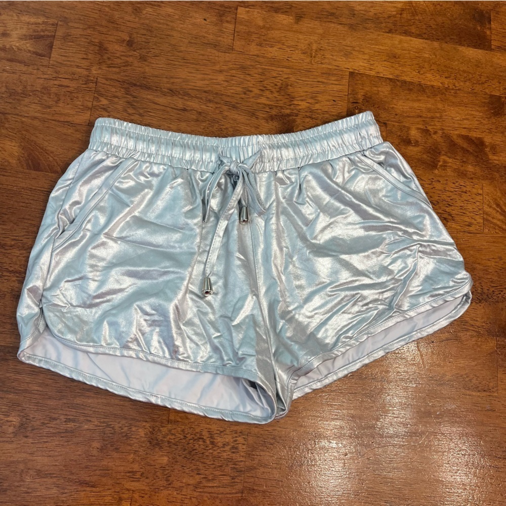 Silver metallic women’s shorts size medium